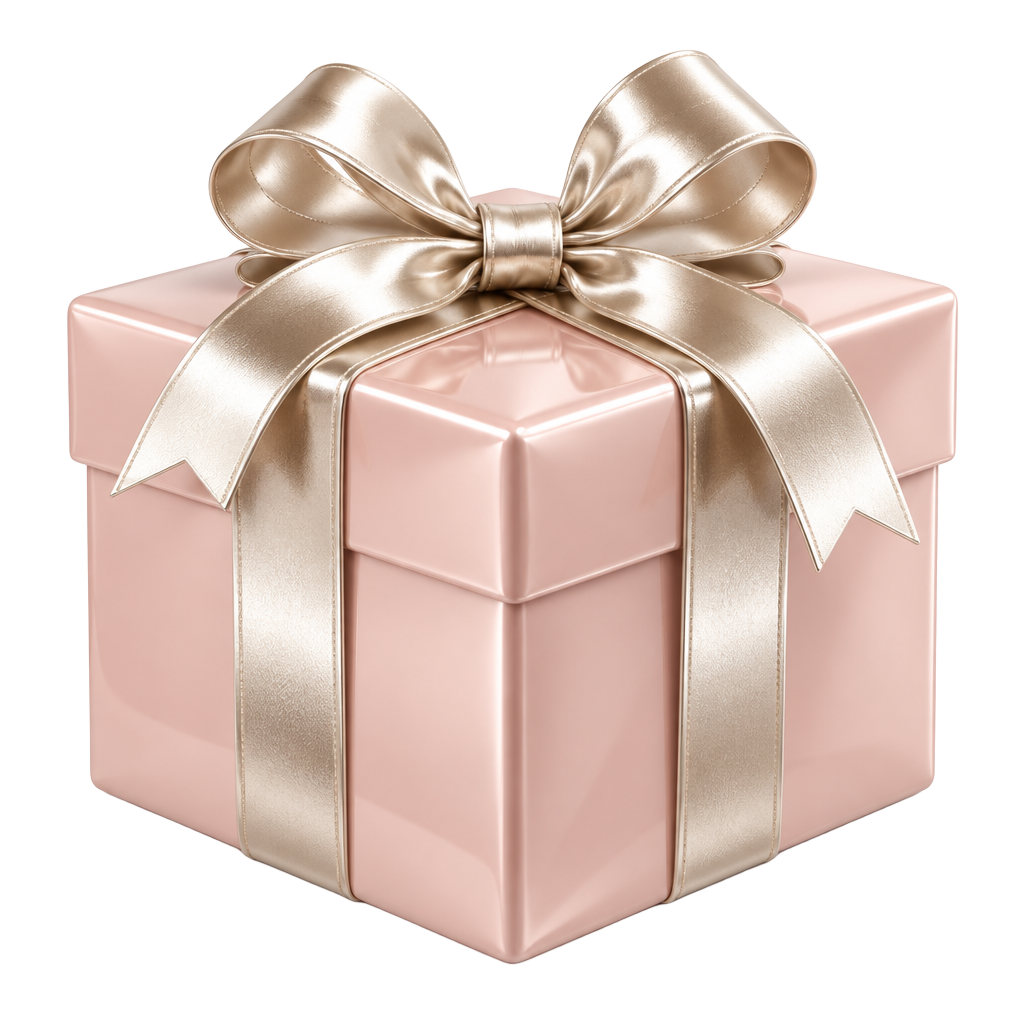 Caixa de presente rosa com laço dourado — Bônus 1